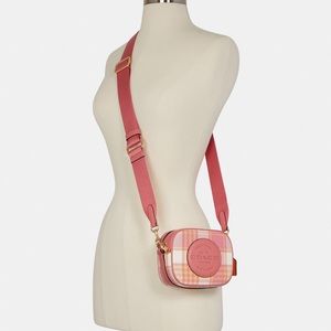 Mini Dempsey Camera Bag With Garden Plaid Print And Coach Patch